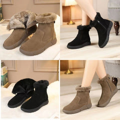 🔥нови топли и удебелени кадифени ботуши за сняг с плоски кръгли пръсти