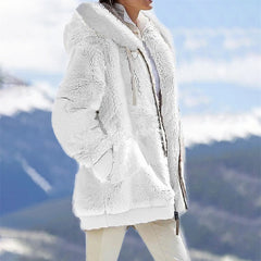 Дамско топло дълго поларено палто за есен и зима