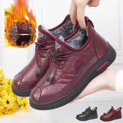 🔥Нови дамски зимни меки кожени ботуши, изработени от неплъзгаща се, топла и мека кожа и велур.