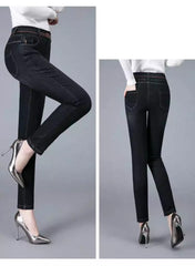 Модни/ежедневни/разтегливи дънки с висока талия плюс размер Избледняване/деформация/устойчиви на износване