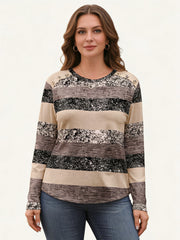 Тениска с Копчета на Рамото и Принт на Ивици