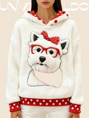 Суитшърт от Фланел с Качулка и Анимационен Принт на Кравка