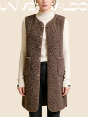 Есен/Зима Дълъг Кожен Елек С Мека Подплата, Широк, Дамски