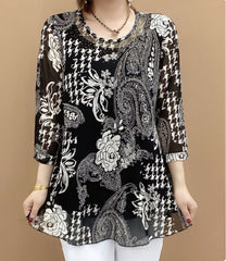 【горещи продажби】【XL-6XL】Нова лятна риза 2026, еластична, свободна кройка, покрива корема, горна част