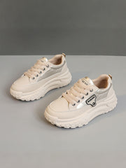 Спортни Обувки с Комбинирани Цветове, Дебела Подметка и Кожен Външен Слой