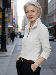 Спорна Блуза с Полу-Джипс и Изправена Яка