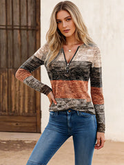 Тениска с V-Яка, Комбинирани Цветове и Молния