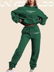 Комплект с Качулка и Принт с Букви