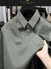 Мъжки Псевдо-Двуделен Плетен Пуловер с Яке и Подплата