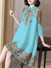 Рокля с Дълъг Ръкав, Принт и Свободен Крой