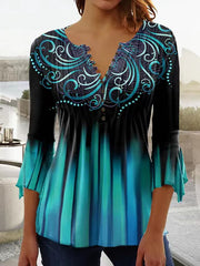 Нов дамски топ с дълъг ръкав и щампа от 2026 г., удобен и стилен