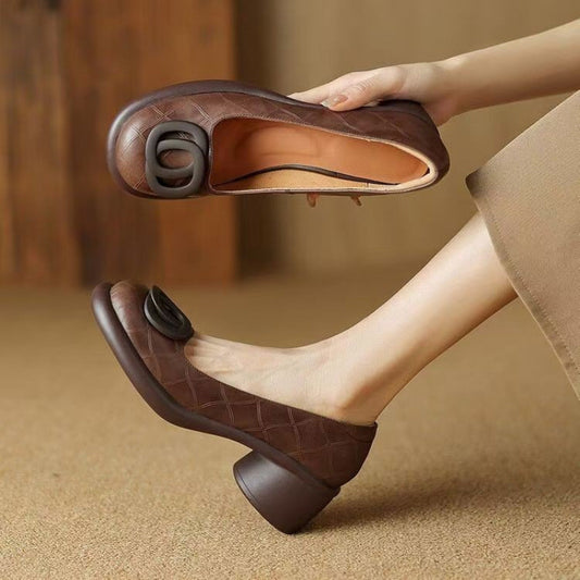 👠【Ограничена оферта】Нови постъпления: Удобни кожени обувки 👠 Винтидж ток 5 см 🌟 Елегантни и универсални