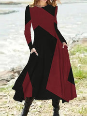 Класическа ретро рокля с дълъг ръкав