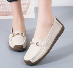 🔥 50% ОТСТЪПКА!Дамски едноцветни мокасини с метална декорация равни обувки