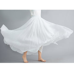 Памучна широка еластична миди пола с висока талия