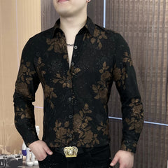 【горещи продажби】🔥Нова риза с дълъг ръкав, с принт и ревера, с изтънчена бродерия, есен 2026