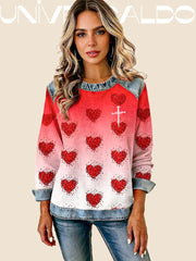 Суитшърт с Валентинков Принт "Сърца"