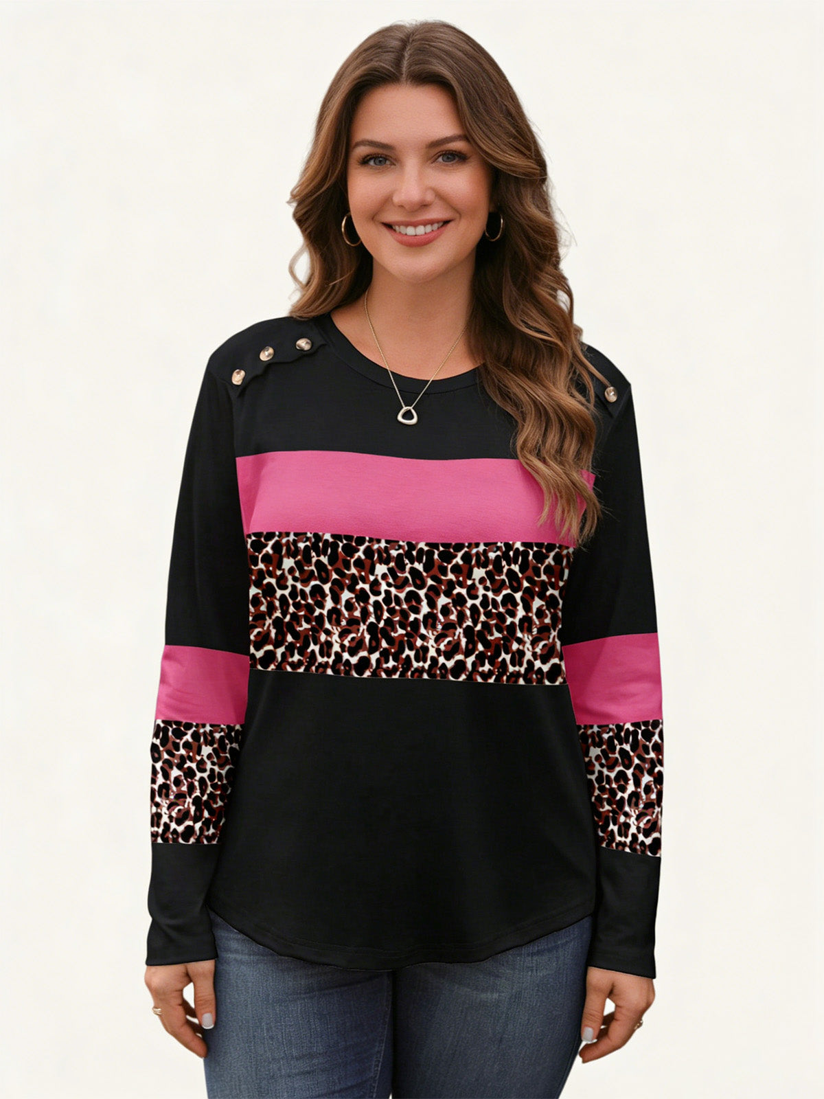 Тениска с Копчета на Рамото и Принт на Ивици