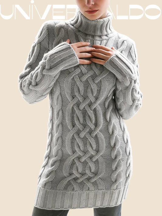 🔥【50% ОТСТЪПКА】Есенно-зимен пуловер с висока яка, свободна кройка и топъл трикотаж