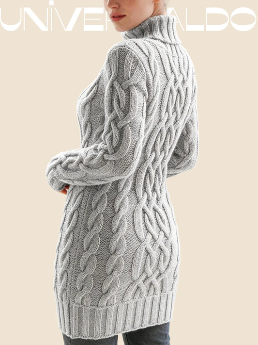 🔥【50% ОТСТЪПКА】Есенно-зимен пуловер с висока яка, свободна кройка и топъл трикотаж