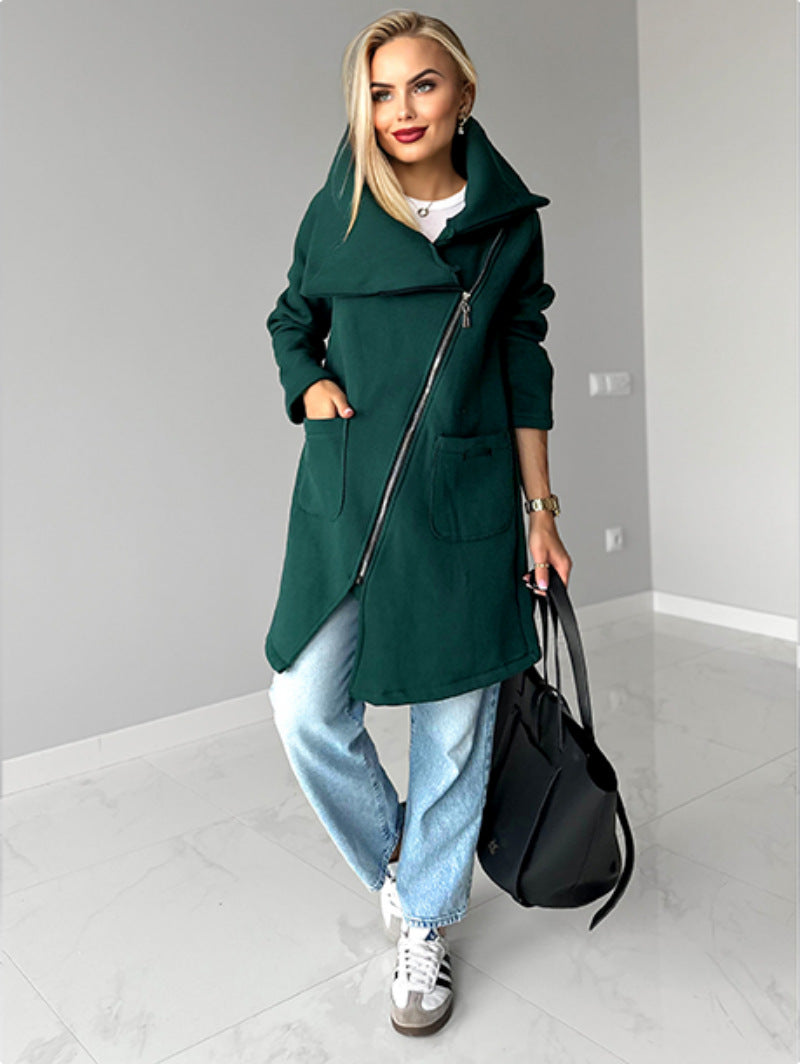 🧥【S-5XL】Дамско яке с прегърнато яке, цип и гънка