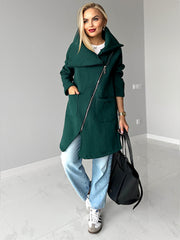 🧥【S-5XL】Дамско яке с прегърнато яке, цип и гънка