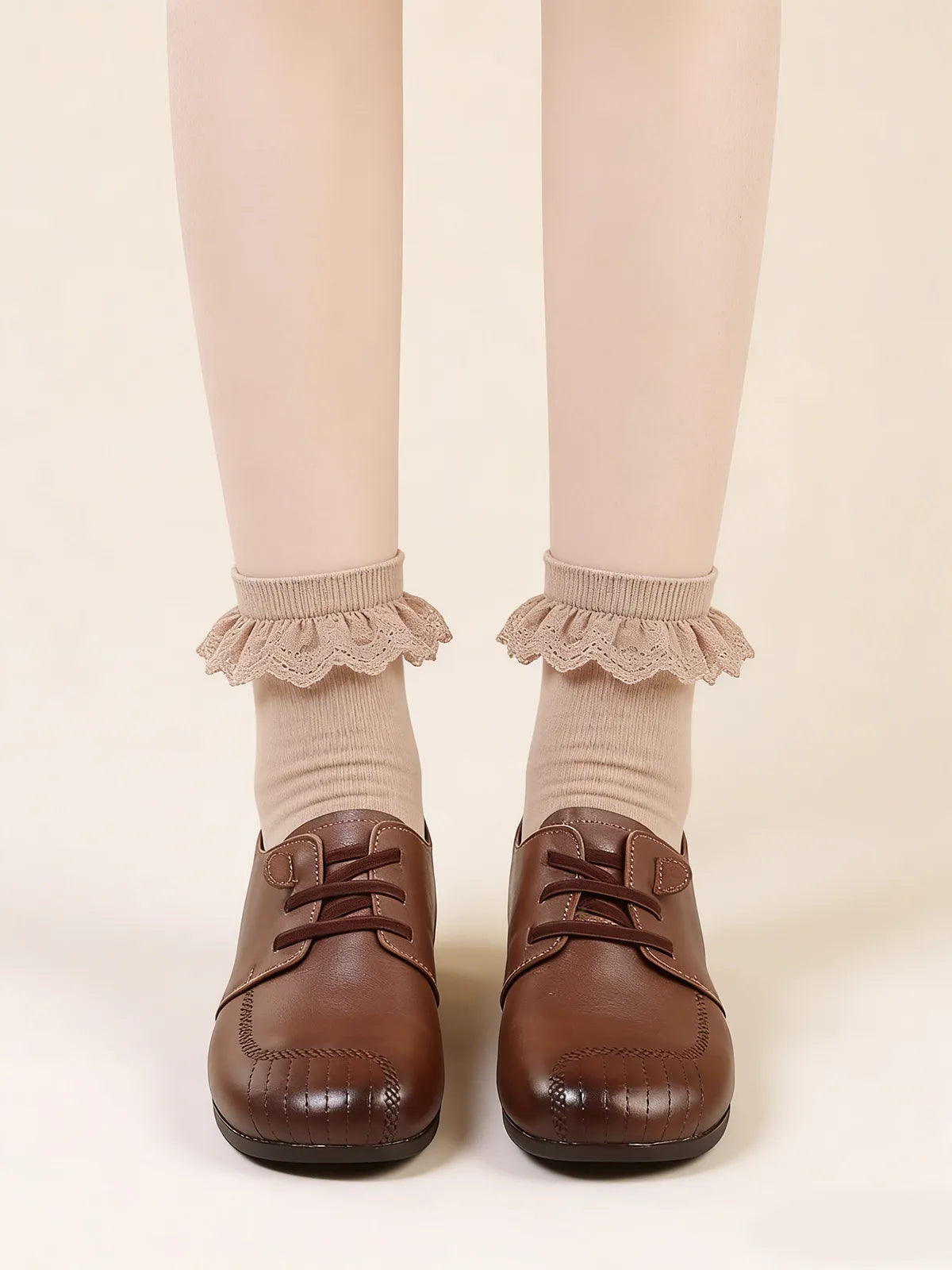 Оксфордки с Мека Подметка, Кръгли Носове и Широк Ток