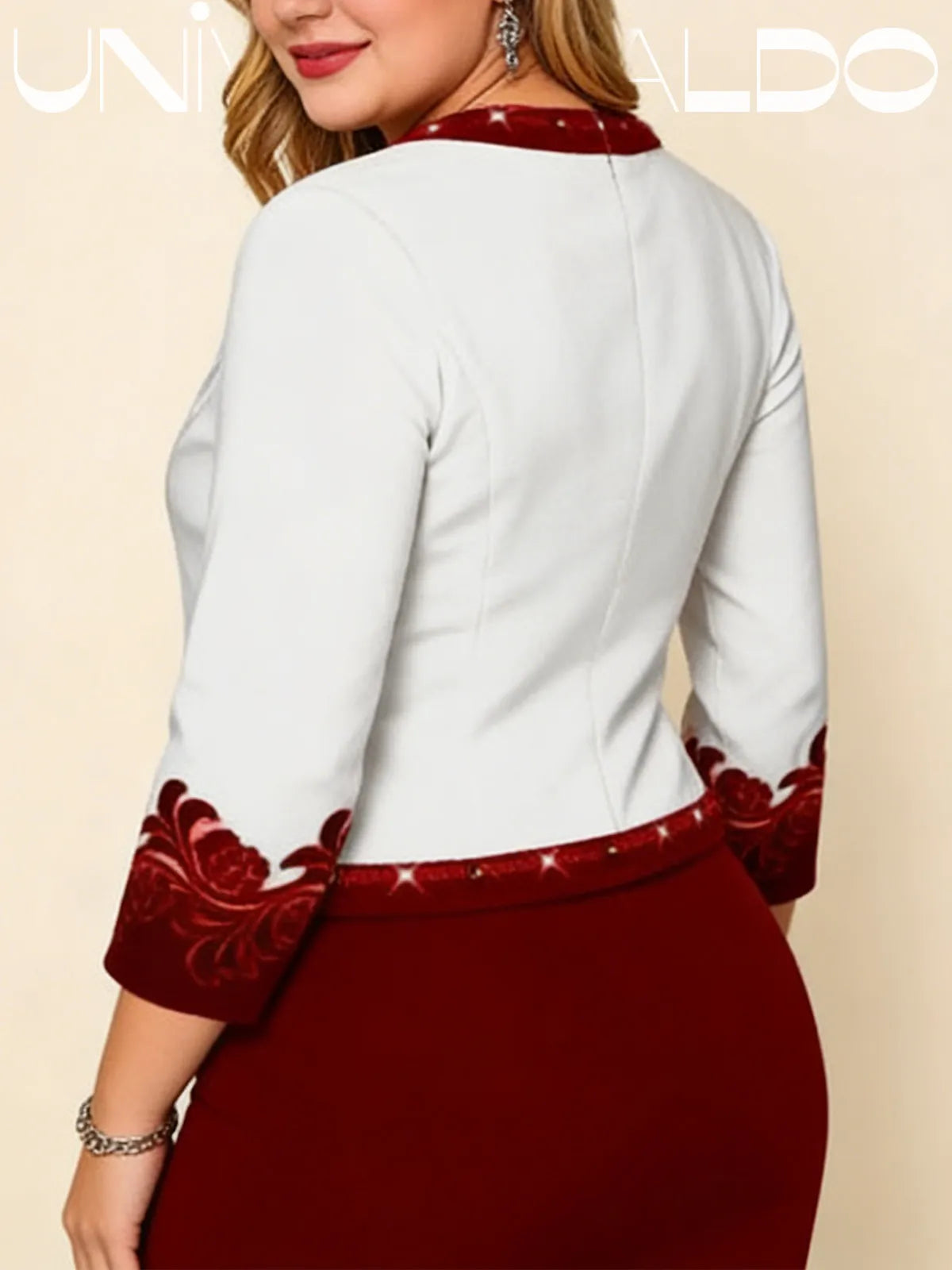 2-Части Комплект с Принтирана Хълщена Полу-Рокля