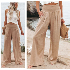 💖【S-3XL】 Нов удобен, дишащ ежедневен дамски панталон с широк крачол