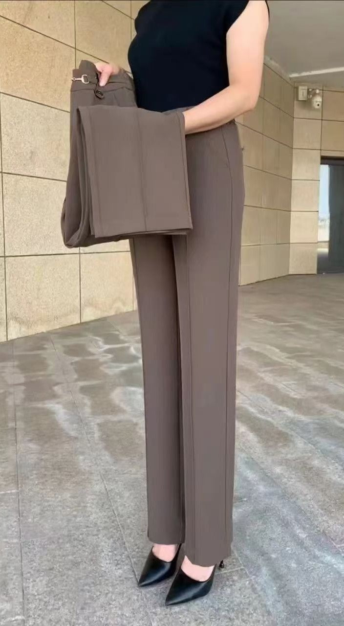 Нови висококачествени прави панталони, ежедневни летни връхни панталони, семпли тесни панталони с висока талия