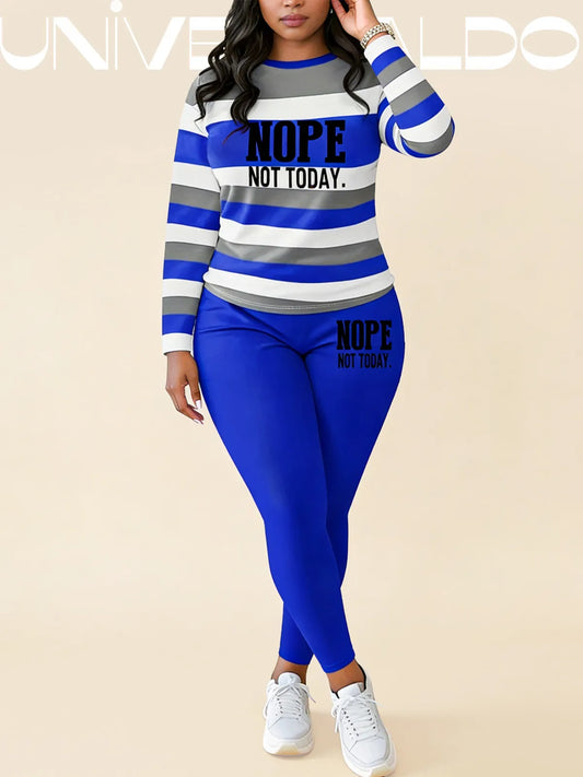 🌈😍 Небрежен раиран костюм в хип-хоп стил (блуза с дълъг ръкав + панталон)