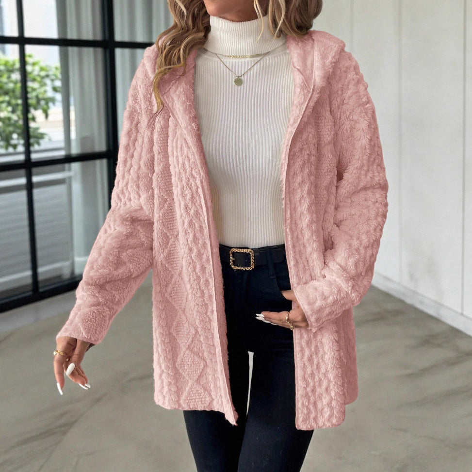 🔥【S-3XL】Дамско топло палто с качулка от плюш