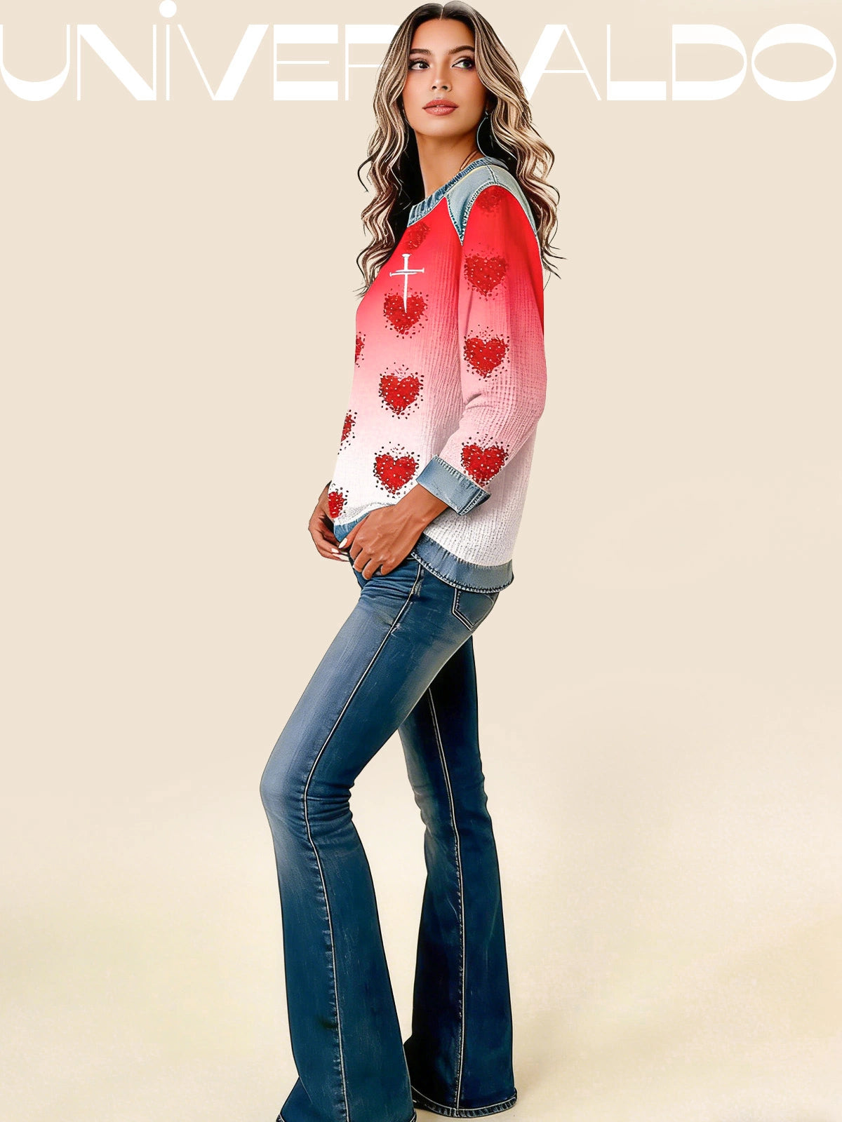 Суитшърт с Валентинков Принт "Сърца"