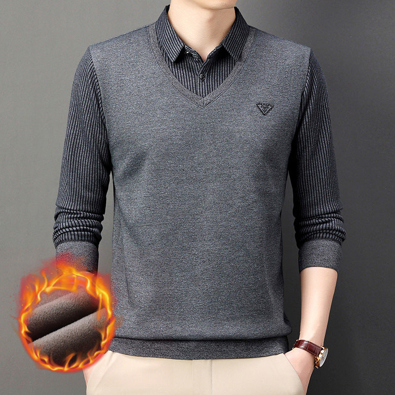 Зимна Мъжка Псевдо-Двуделна Поло Риза с Яке