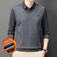 Зимна Мъжка Псевдо-Двуделна Поло Риза с Яке