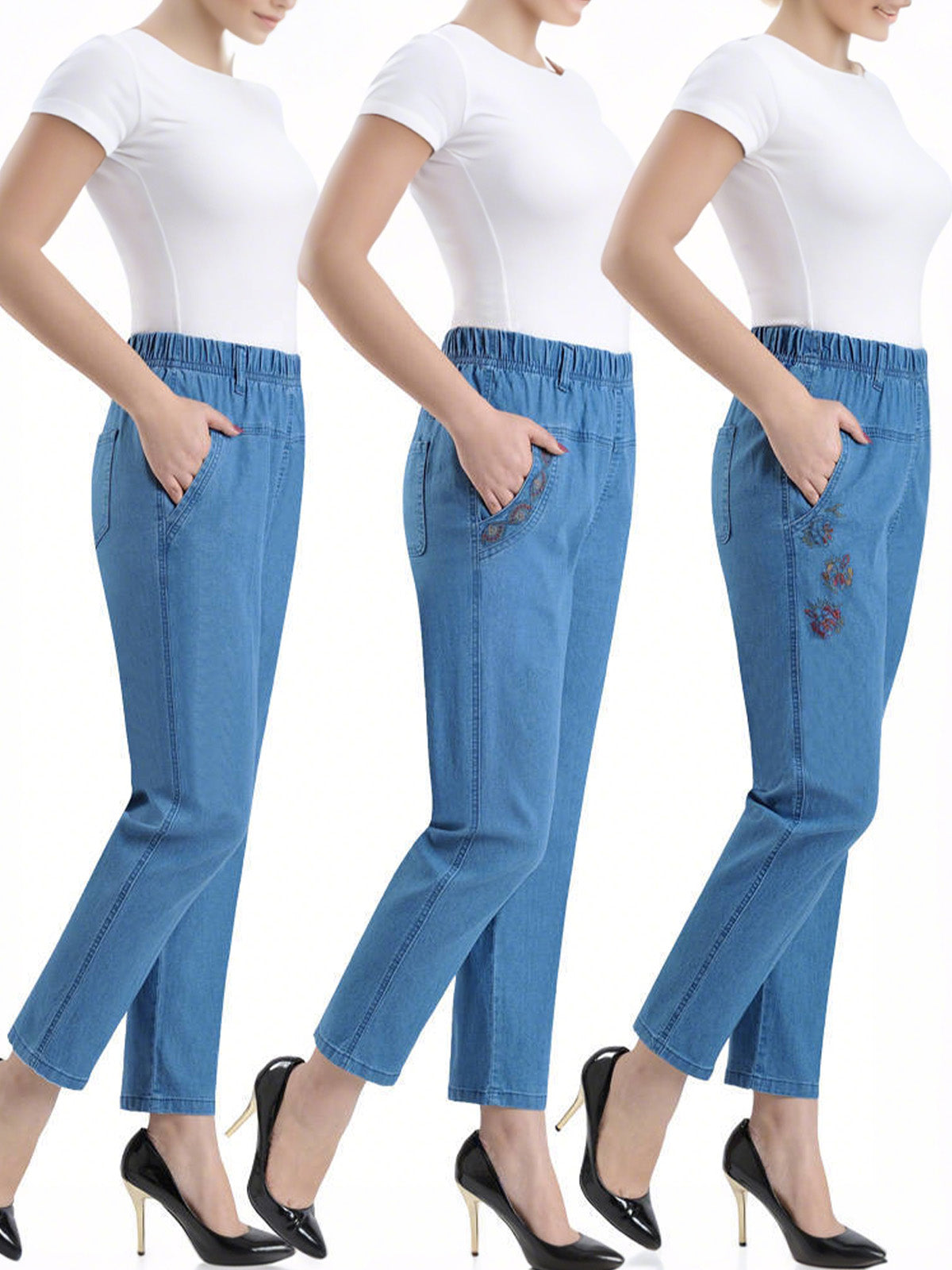 Дънки с Висока Талия и Еластичен Колан