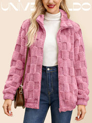 Яке с Изправена Яка, Каре и Молния от Имитиран Кож