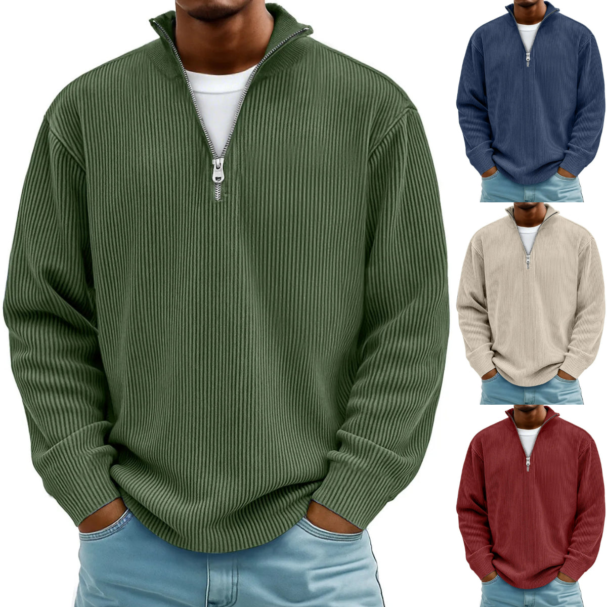 🔥【S-5XL】Нов мъжки суитшърт с яка стойка, есен/зима