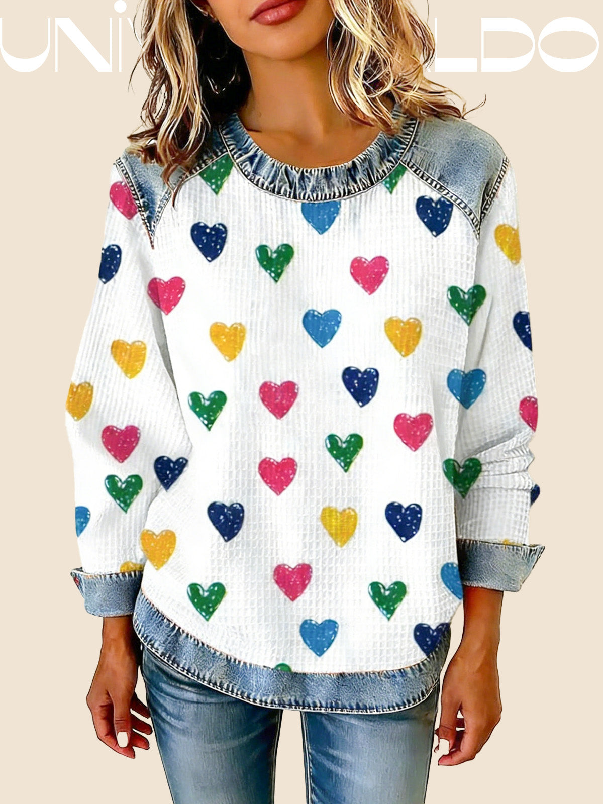 Суитшърт с Валентинков Принт "Сърца"