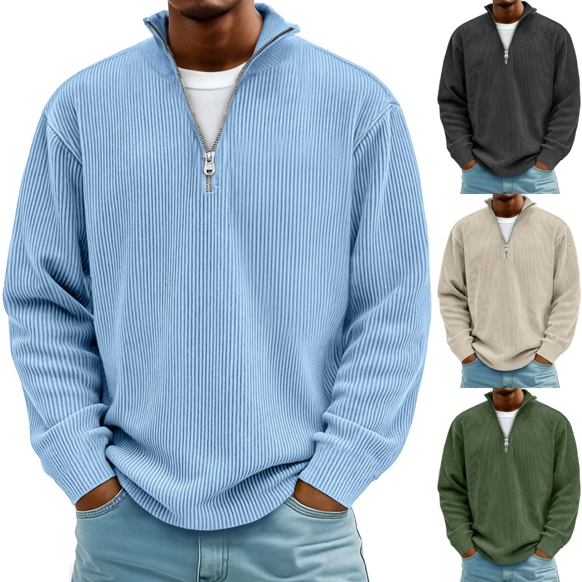 🔥【S-5XL】Нов мъжки суитшърт с яка стойка, есен/зима