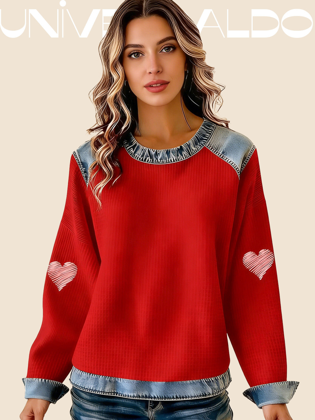 Суитшърт с Валентинков Принт "Сърца"