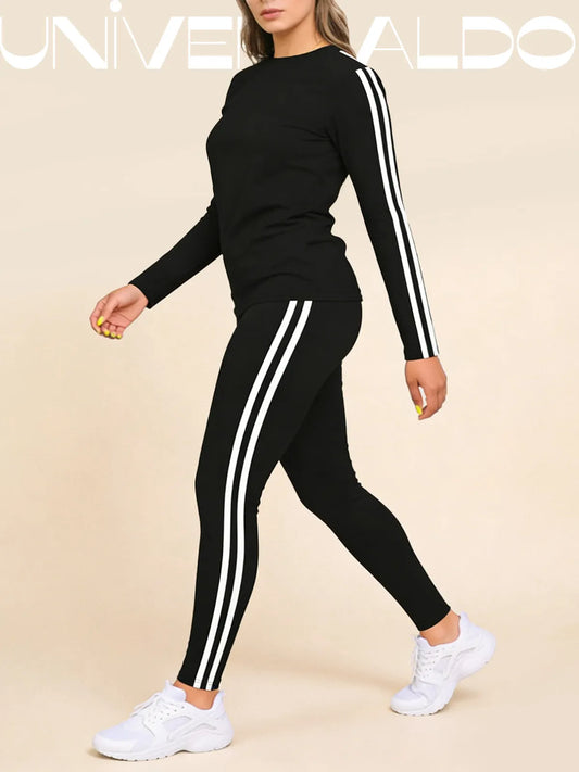 Комплект от Две Части с Райета Дълга Блуза и Панталон