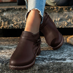 💥Нов есенно-зимен стил ⛄ Дамски ботуши Martin в ретро стил с дебел ток и заоблен връх