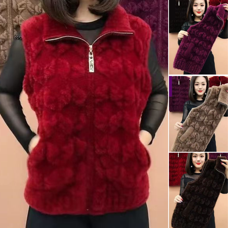Зимна топла плюшена жилетка
