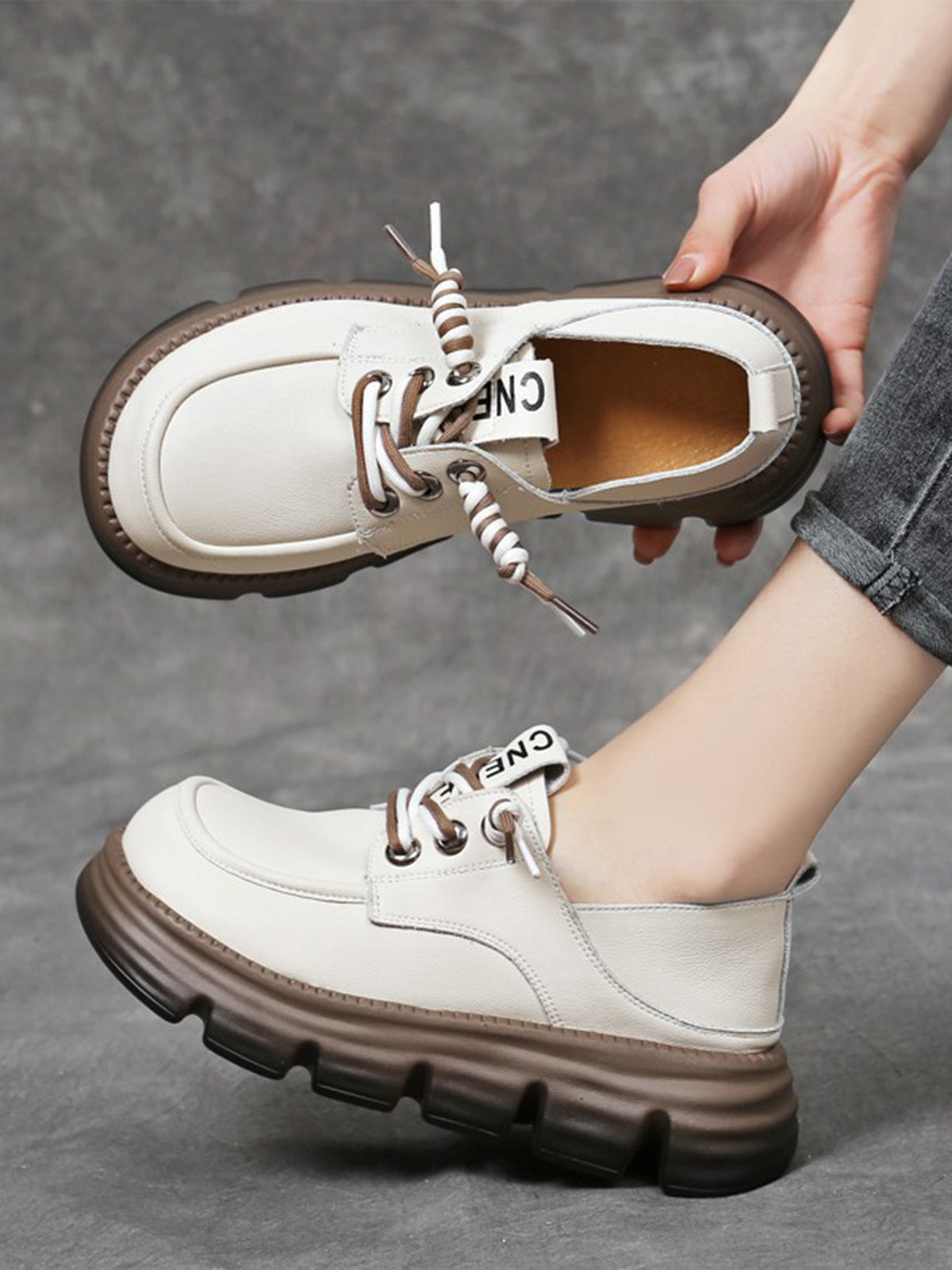 Лофери от Мека Кожа с Дебела Подметка и Връзки