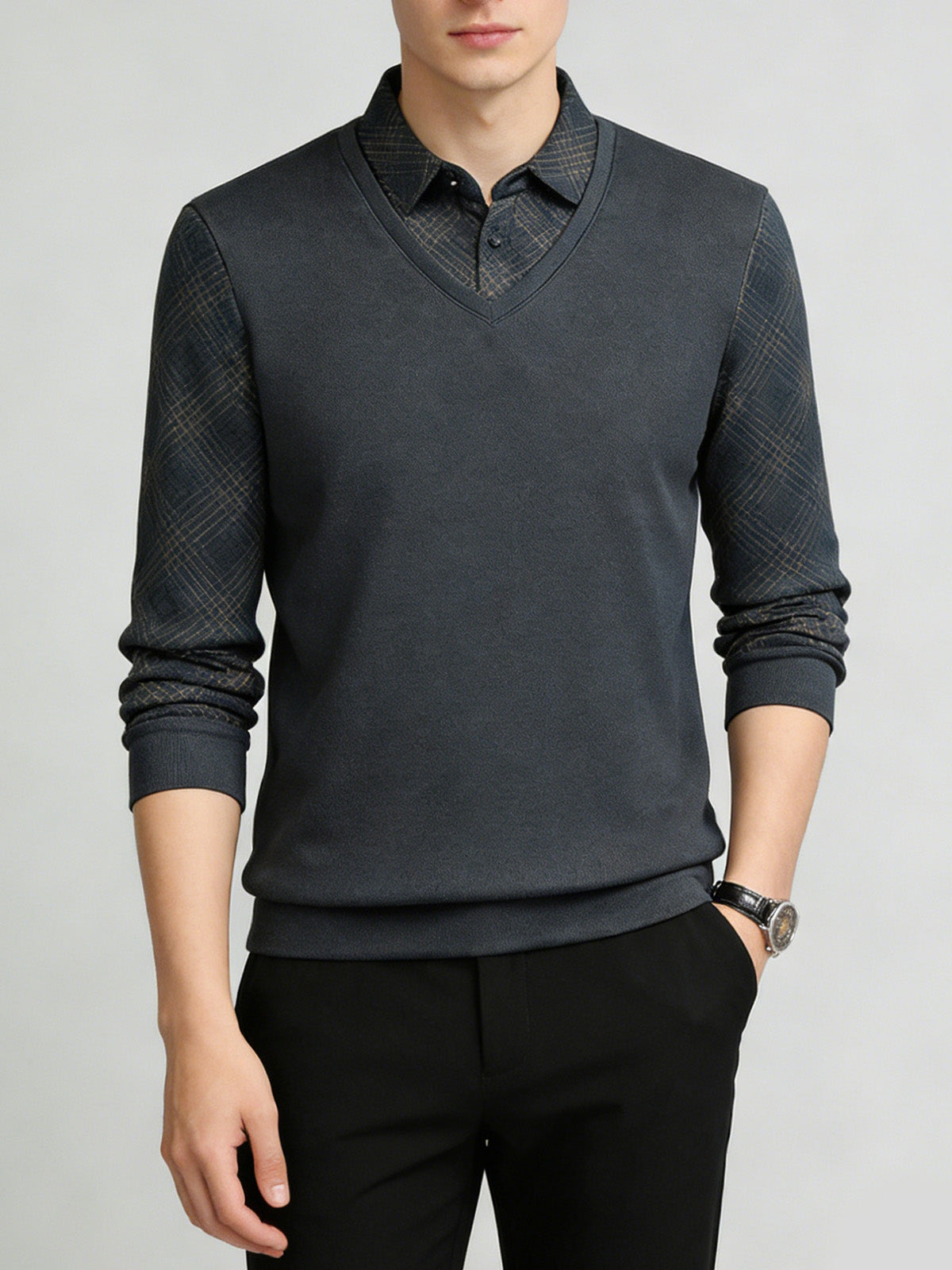 Псевдо-Двуделна Поло Риза с Яке и Подплата