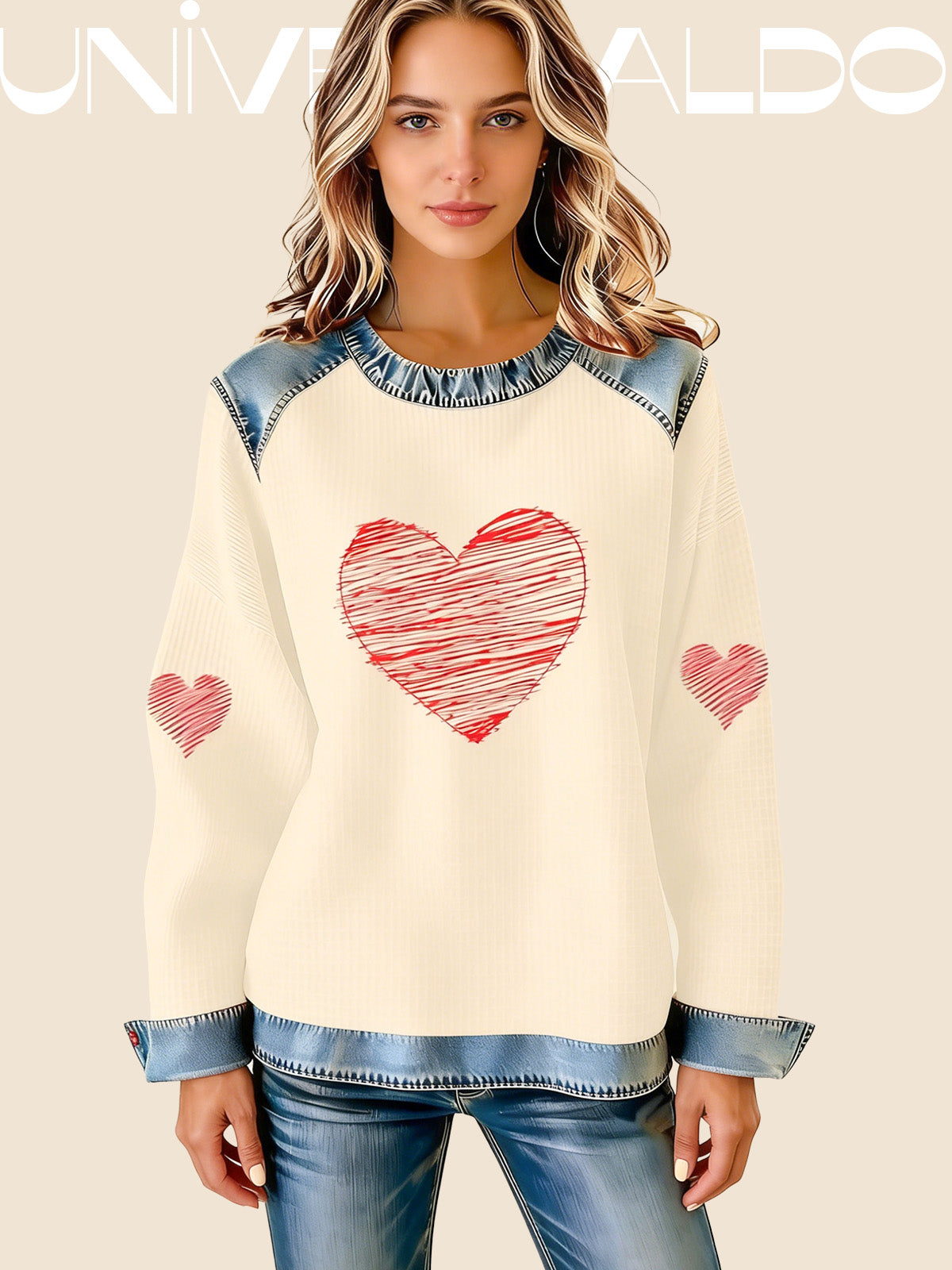 Суитшърт с Валентинков Принт "Сърца"