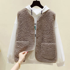 【🔥50% OFF】【40-90kg】🐏Дамски агнешки поларен елек