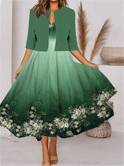 🍁🍂【Рокля + Яке】Комплект рокля с щампа