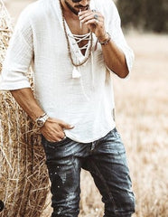 Мъжка Блуза със Среден Ръкав и Връзка